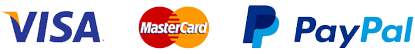 We accept VISA, Mastercard and PayPal via our Secure Payment Gateway